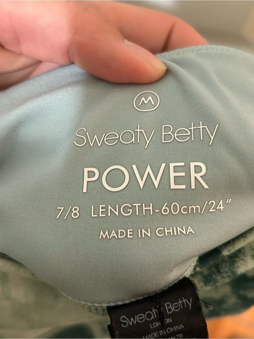 Sweaty Betty Leggings 7/8 Teal White Marble Print Workout Athletic Sz Med - Picture 6 of 8